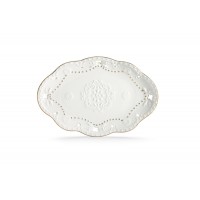 Vassoio Ovale 24x17 cm Traforato in Porcellana Charme Filo Oro