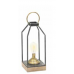 Lampada in metallo mod. Square H 44 a batteria con base in legno