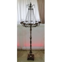 Candeliere a piantana Regal 10 bracci e parafiamma in vetro con brindoli H 176 cm