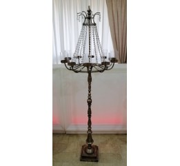 Candeliere a piantana Regal 10 bracci e parafiamma in vetro con brindoli H 176 cm