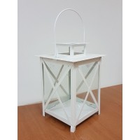 Lanterna Bianca in metallo con vetro 17x17 cm