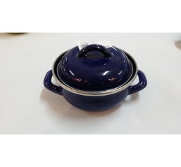 Tegamino monoporzione in acciaio smaltato color blu