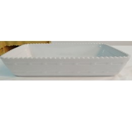 Pirofila in porcellana bianca rettangolare cm 36
