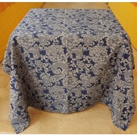 Tovaglia 1,75x1,50 mt blu bicolore damascata