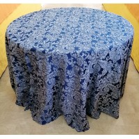 Tovaglia rotonda 2,70 mt blu bicolore damascata